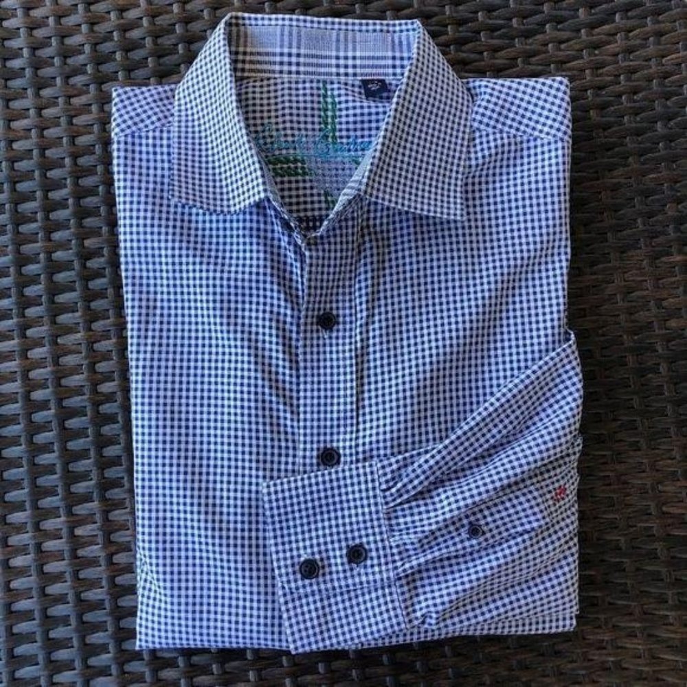 Robert Graham Button Down Gingham Plaid Embroider… - image 1